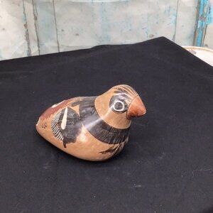 Handcrafted Ceramic Bird Figurine With Tribal Design Art
